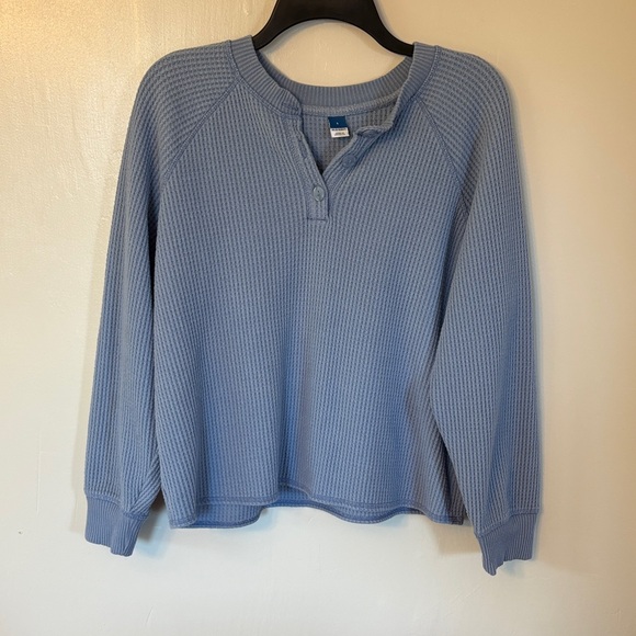 Old Navy Tops - Old Navy Blue Waffle Henley Top